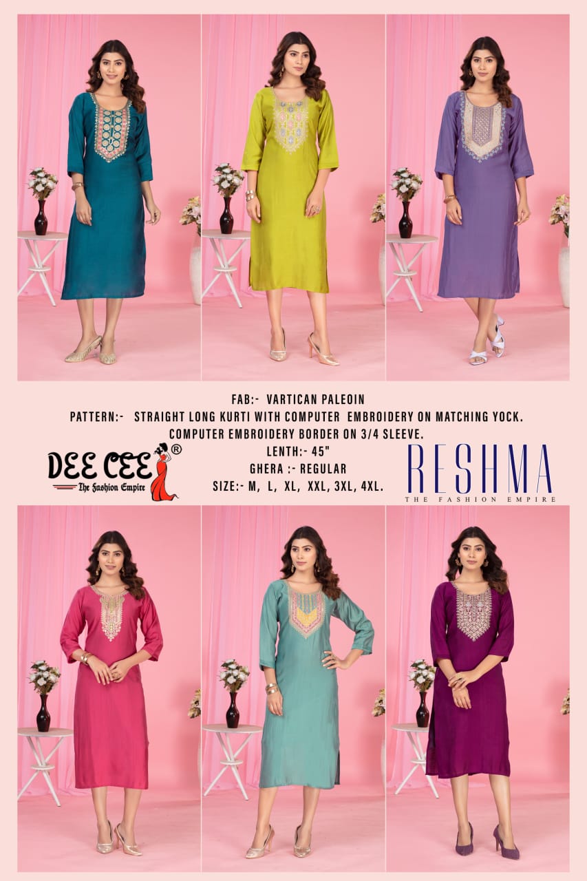 Reshma Deecee Vatican Straight Cut Kurtis Wholesaler