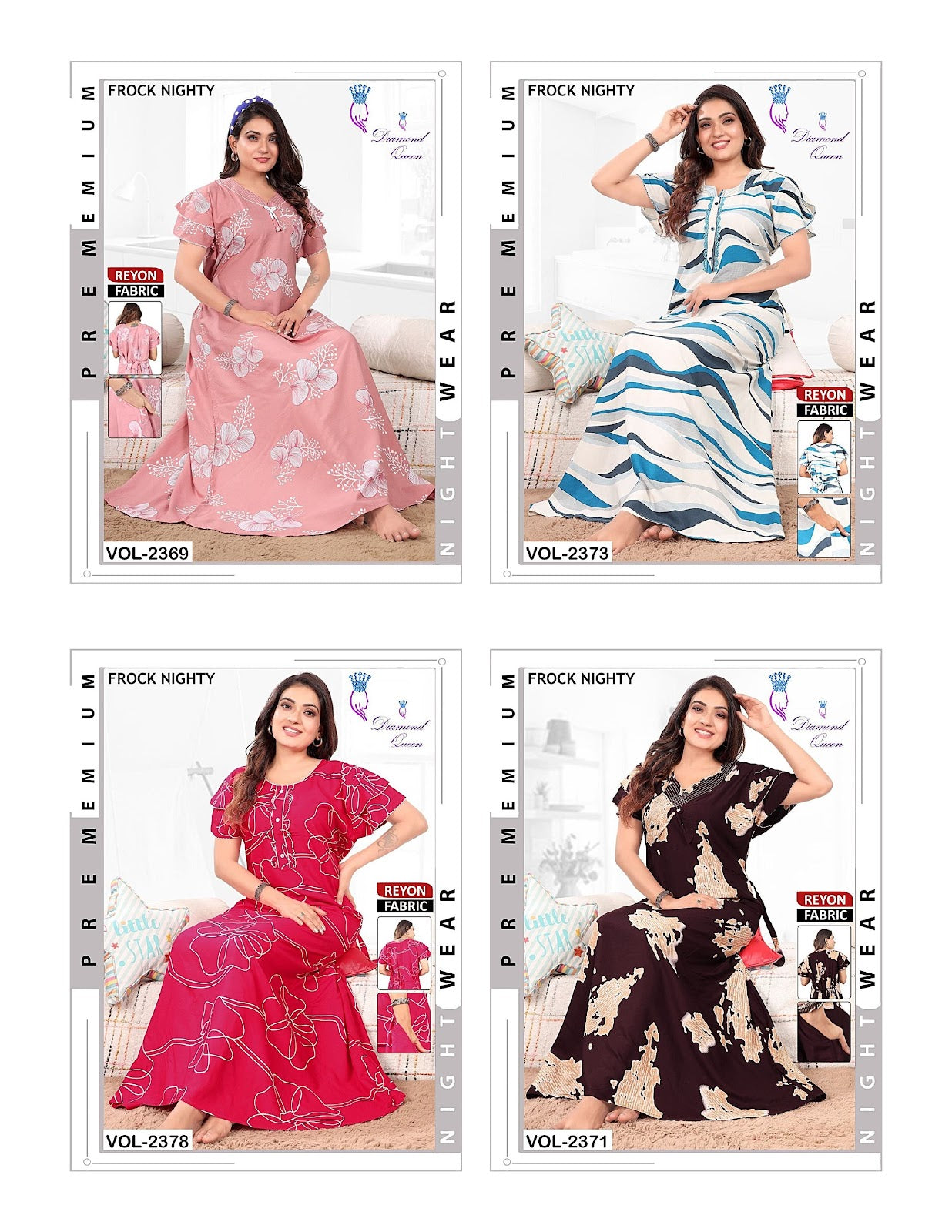 Reyon Frock 0810 Diamond Queen Night Gowns Supplier India