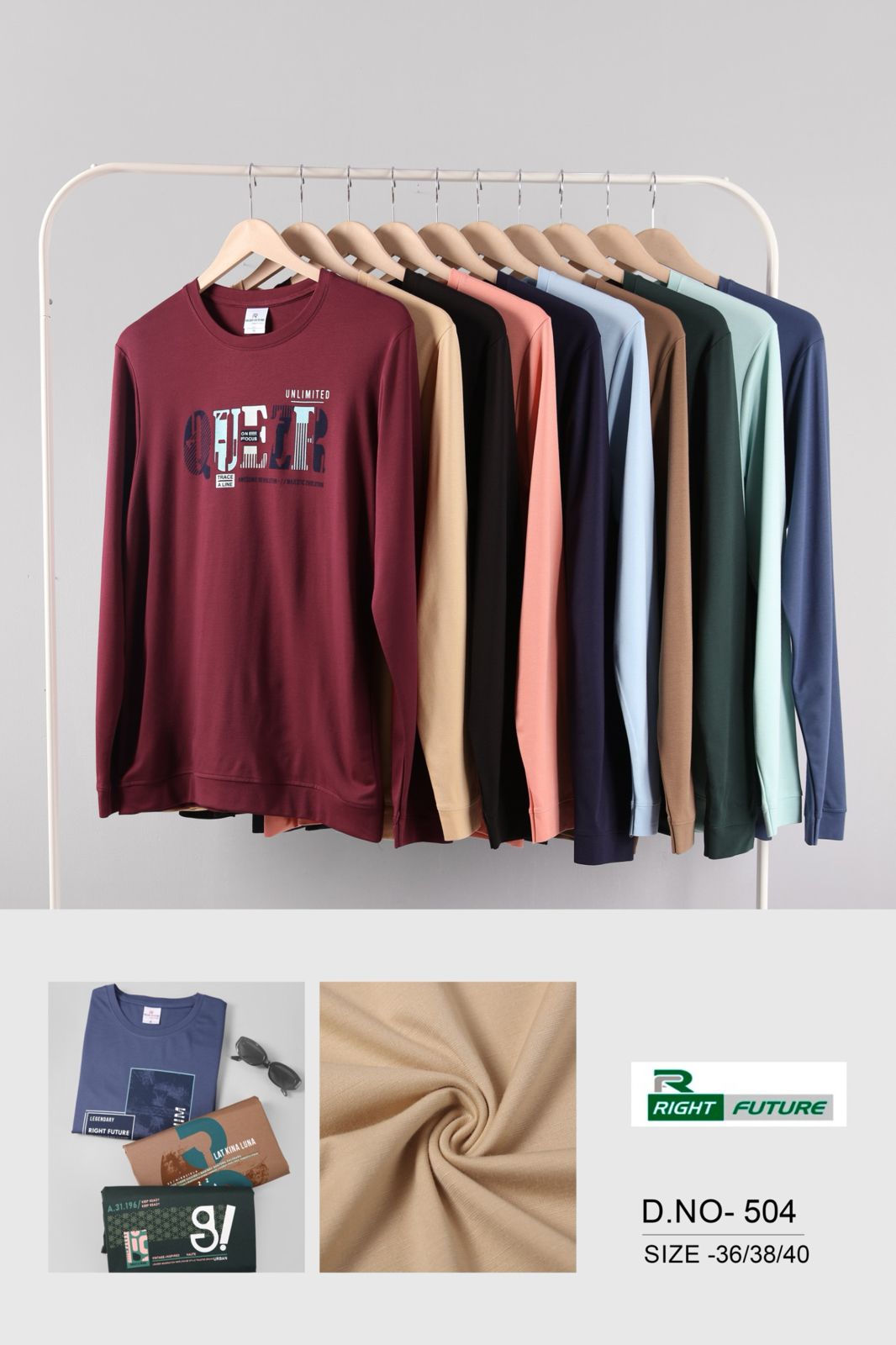 Rf 504 Full Sleeves Right Future Tencil Lycra Mens Tshirts Supplier