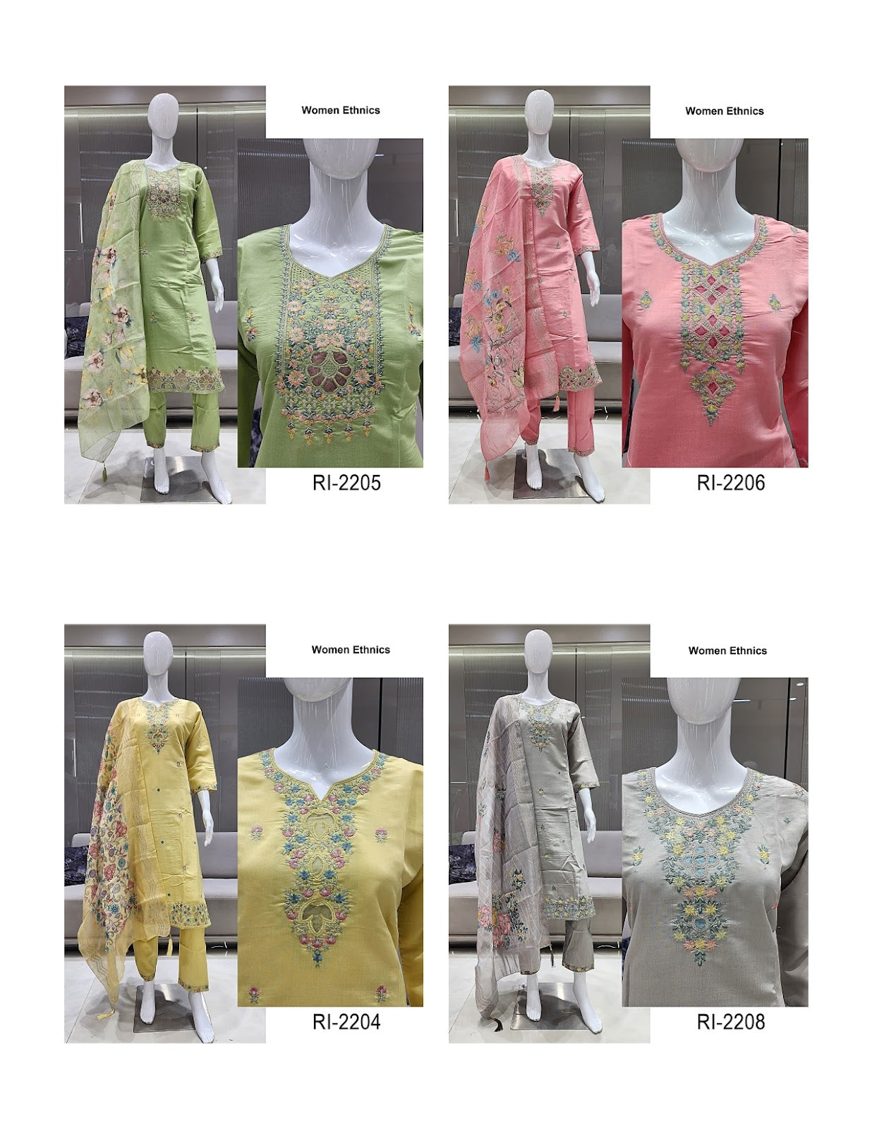 Ri 2204-2208 Women Ethnics Roman Readymade Pant Style Suits Exporter Ahmedabad
