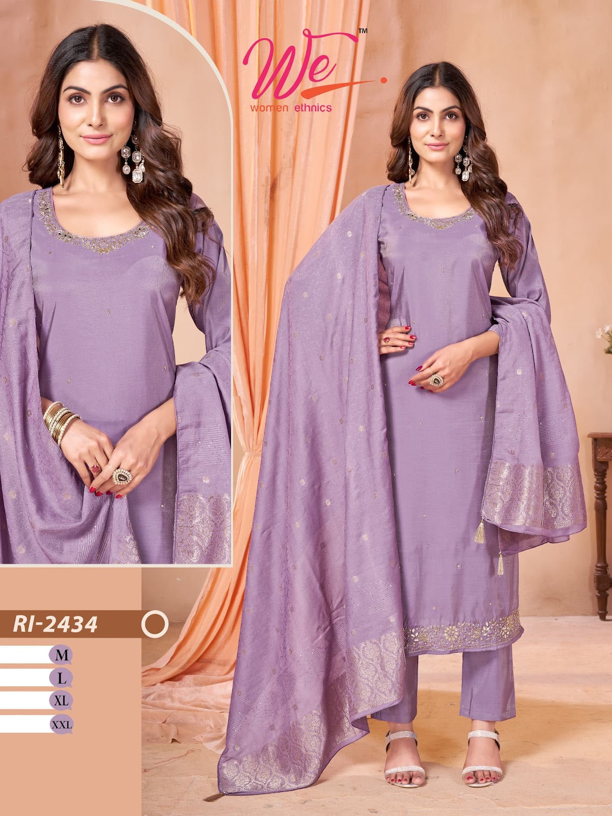 Ri 2432-2435 Women Ethnics Roman Simmer Readymade Pant Style Suits Supplier
