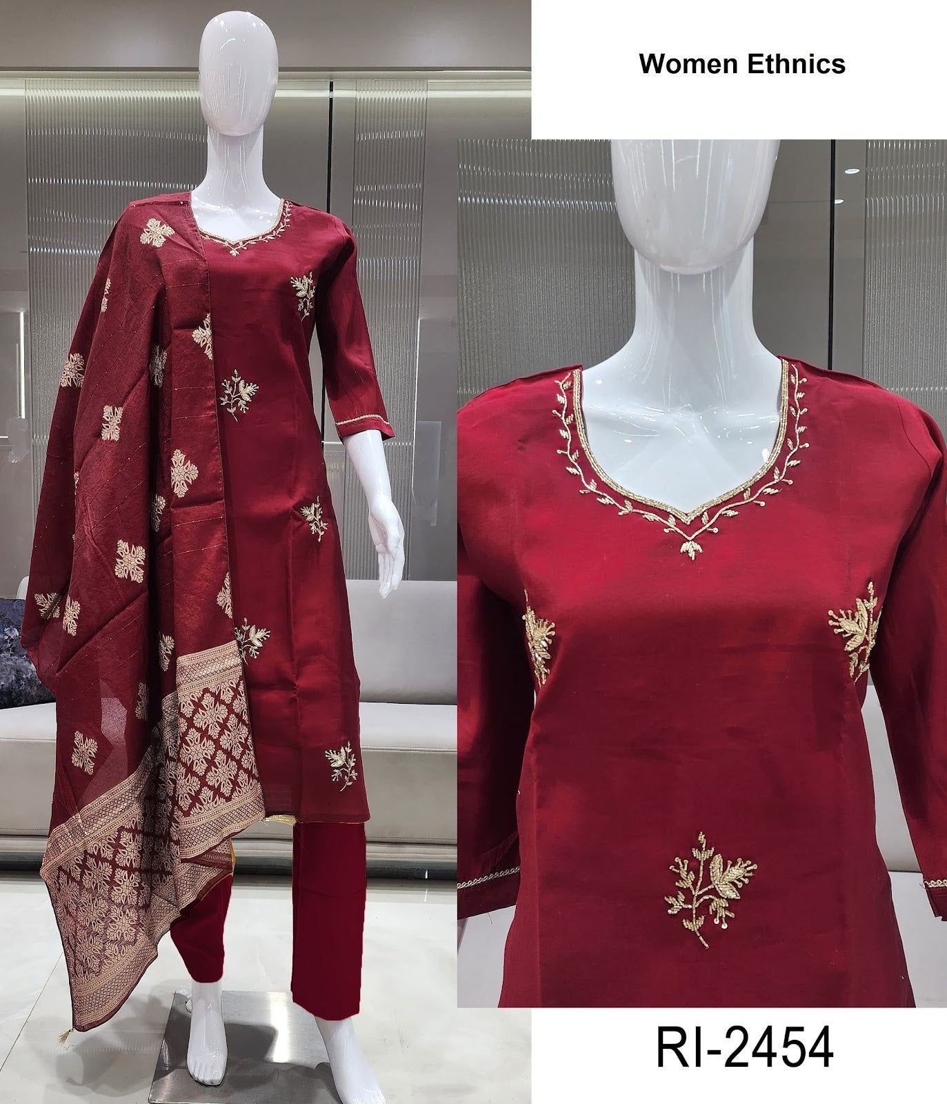 Ri 2450-2455 Women Ethnics Roman Readymade Pant Style Suits Manufacturer India