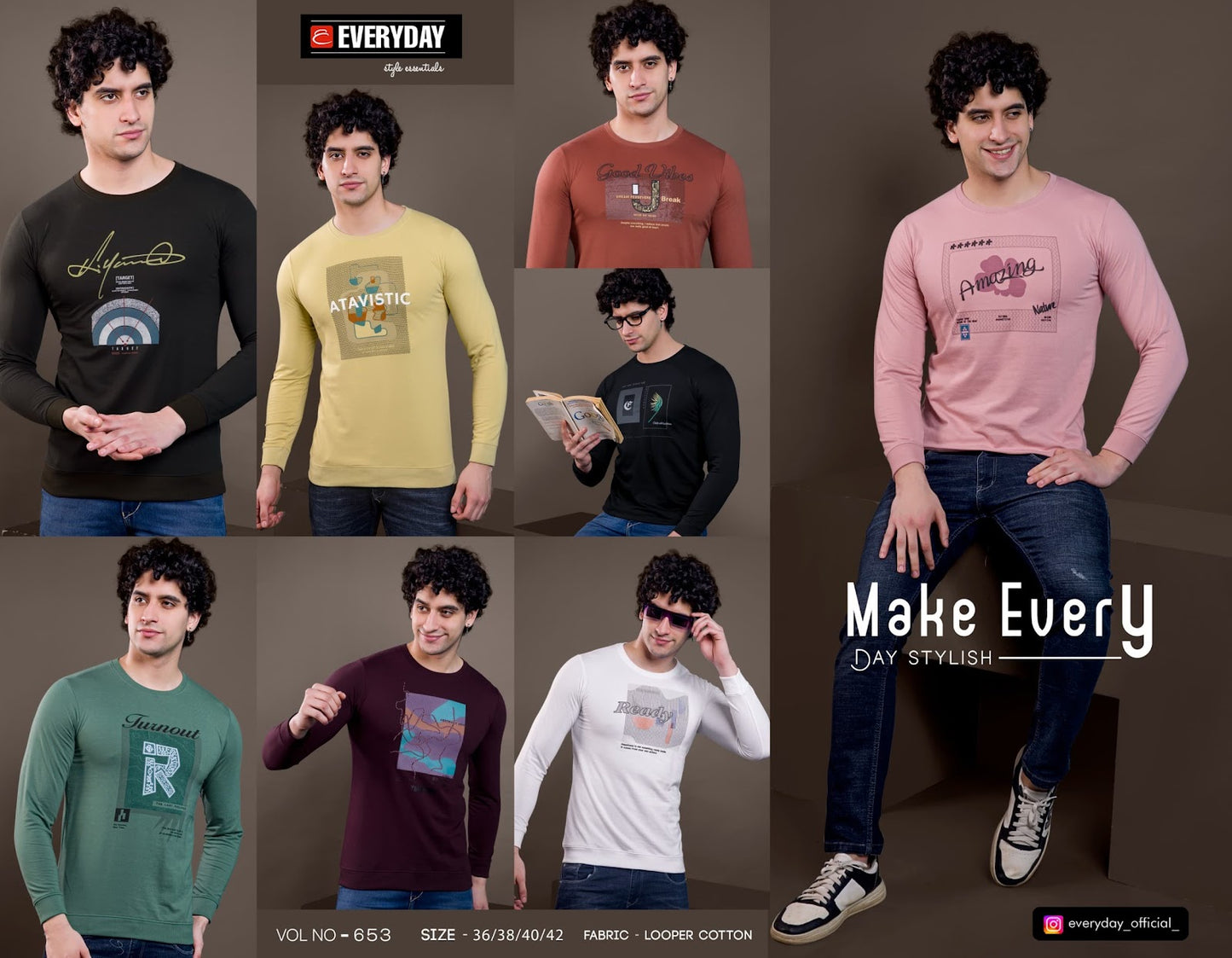Rib Vol 653 Everyday Cotton Looper Mens Tshirts Supplier India