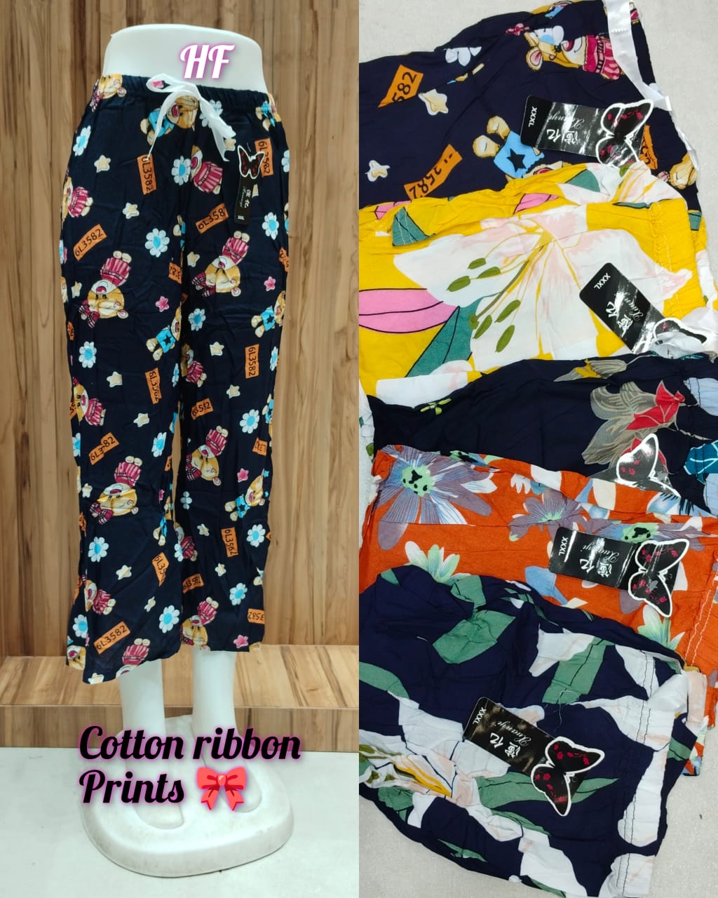 Ribbon Prints Hanso Branded Palazzo Exporter Gujarat