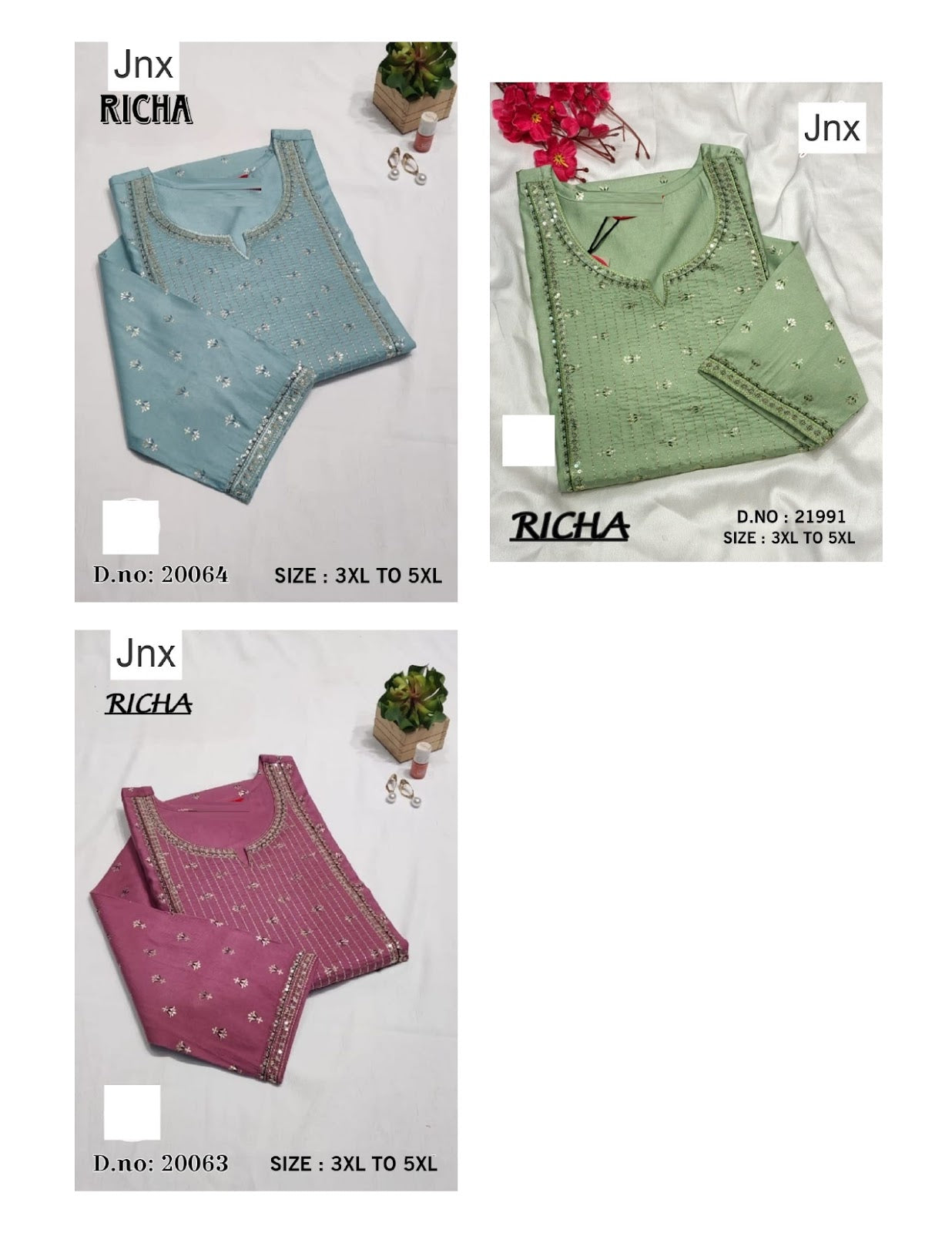 Richa 011225 Jnx Plus Size Kurtis Wholesaler Gujarat