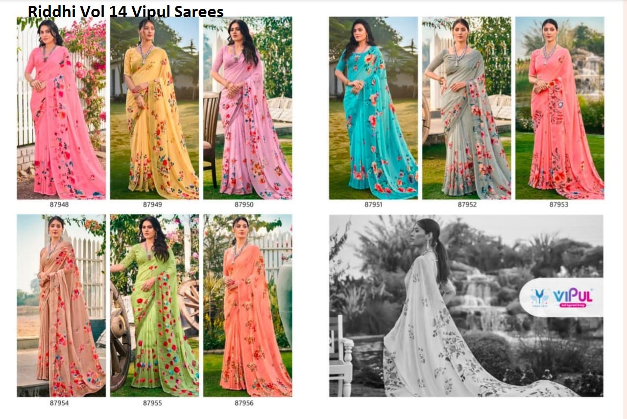 Riddhi Vol 14 Vipul Weightless Sarees Exporter Gujarat