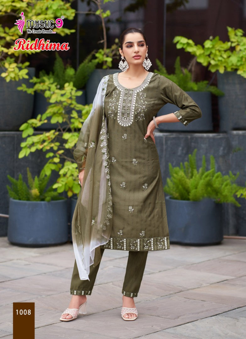 Ridhima Vol 1 Mystic 9 Vertican Readymade Pant Style Suits Supplier Ahmedabad