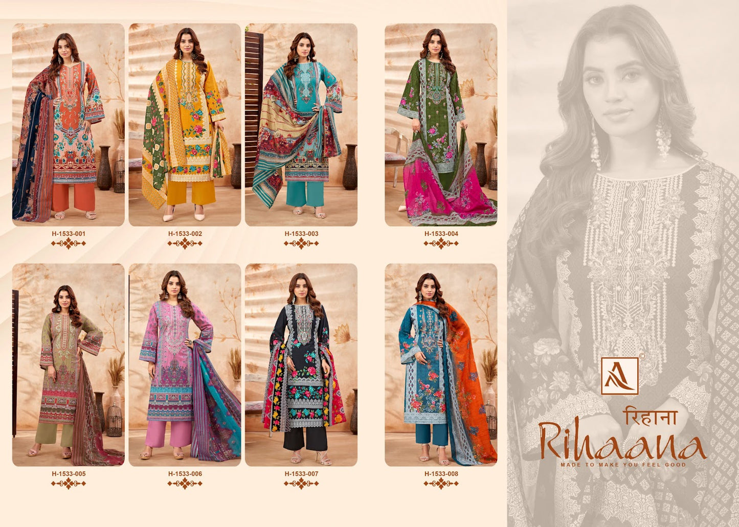 Rihaana Alok Cambric Cotton Karachi Salwar Suits