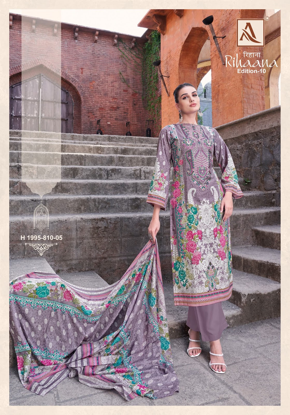 Rihaana Edition 10 Alok Cambric Cotton Karachi Salwar Suits Supplier