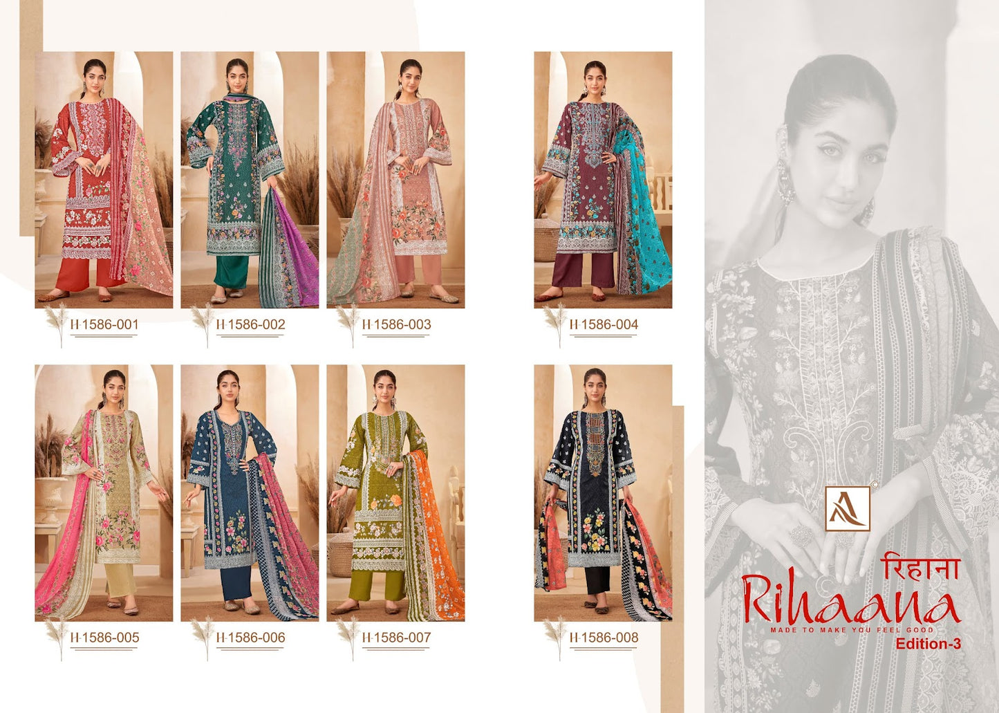 Rihaana Edition 3 Alok Cambric Cotton Karachi Salwar Suits Exporter Gujarat