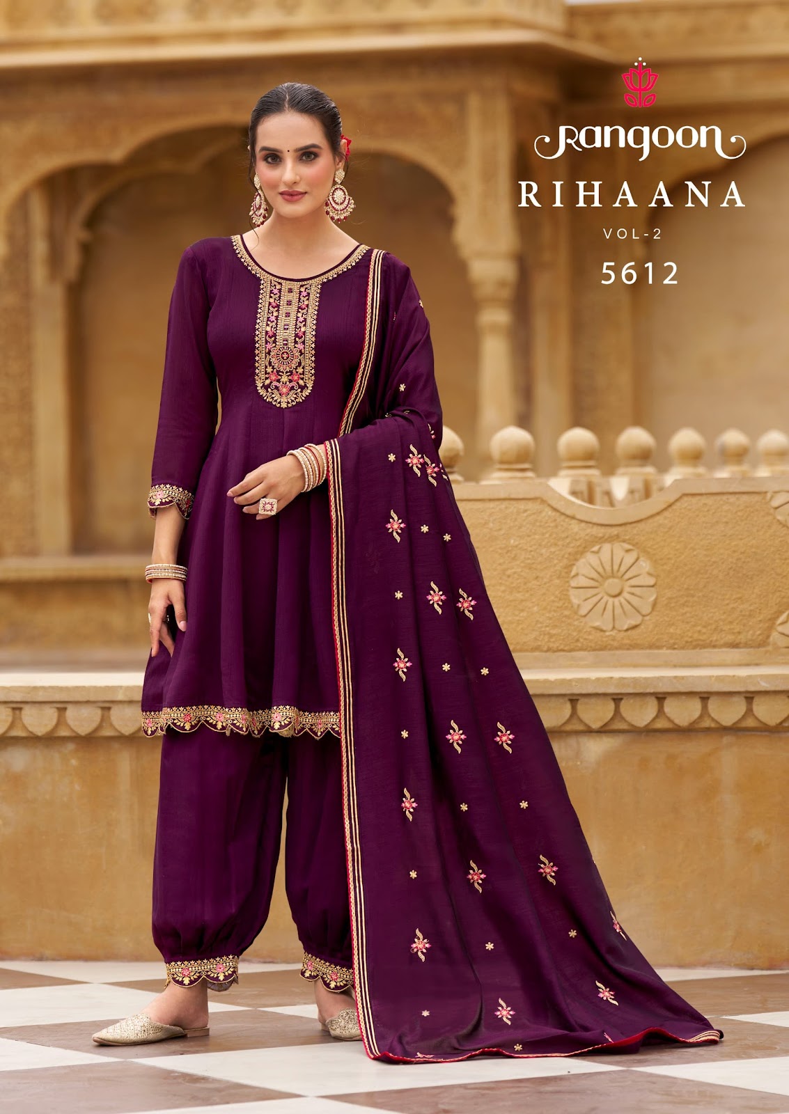 Rihaana Vol 2 Rangoon Silk Afghani Readymade Suit Exporter India