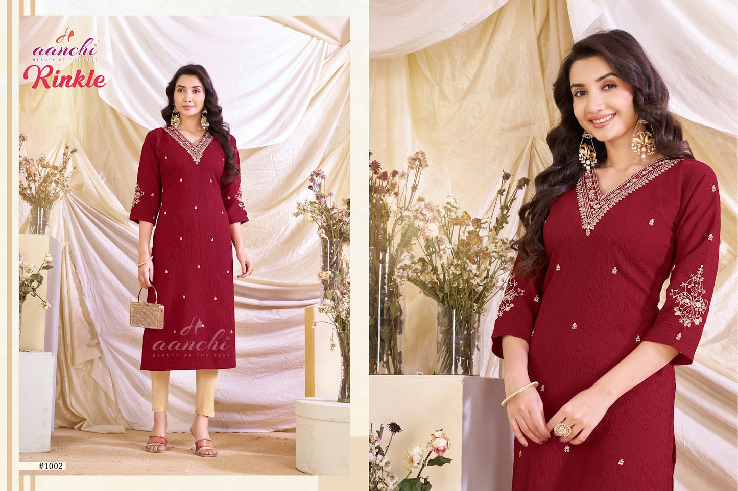 Rinkle Aanchi Long Straight Kurti Exporter India