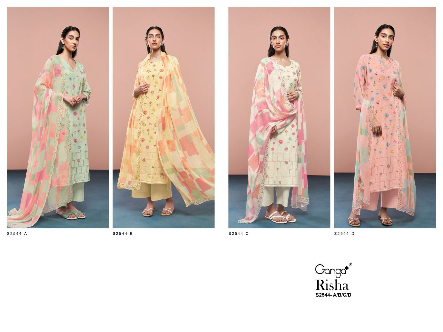 Risha-2544 Ganga Cotton Linen Plazzo Style Suits