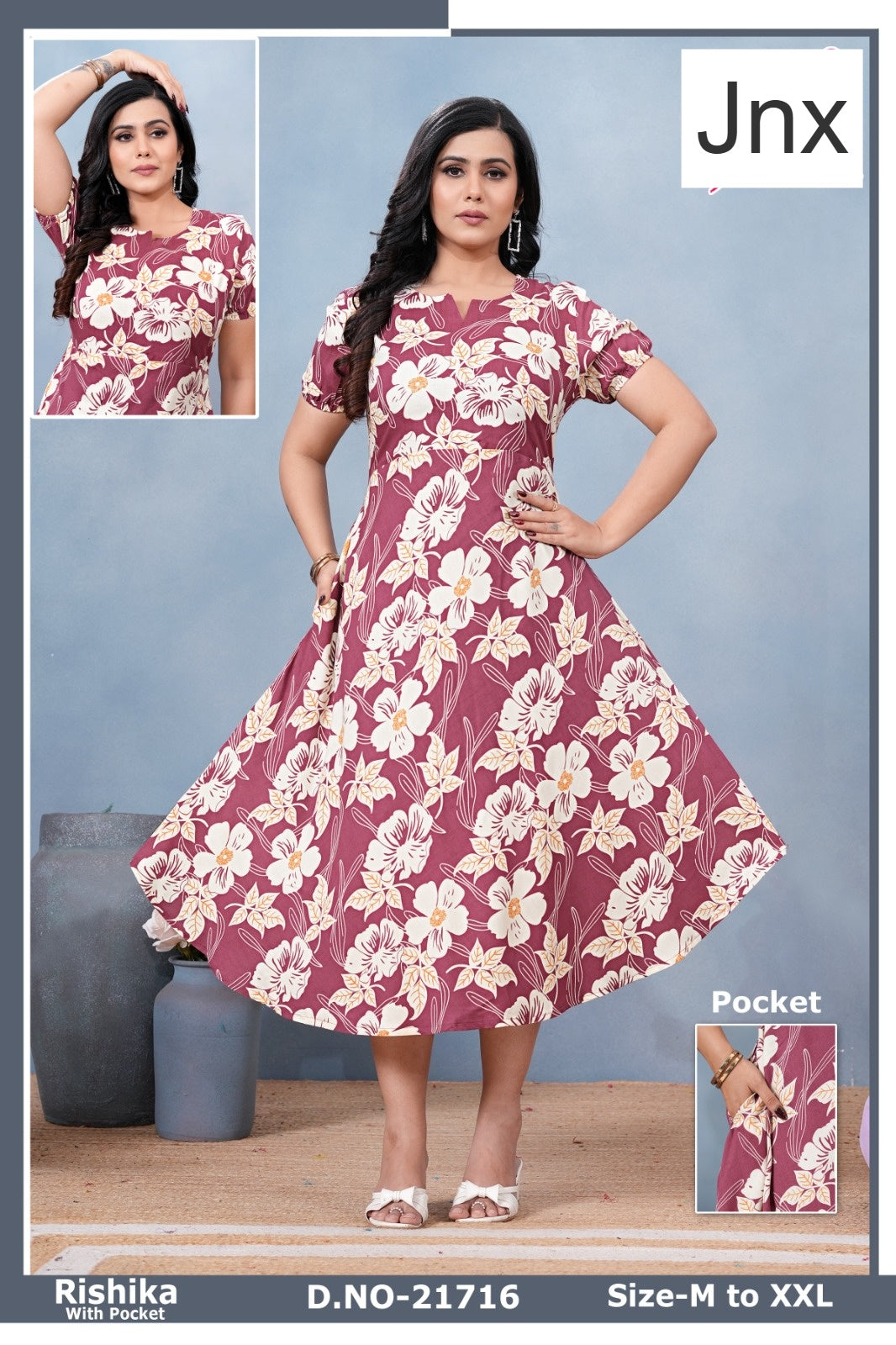 Rishika Jnx Rayon Anarkali Kurtis Wholesaler