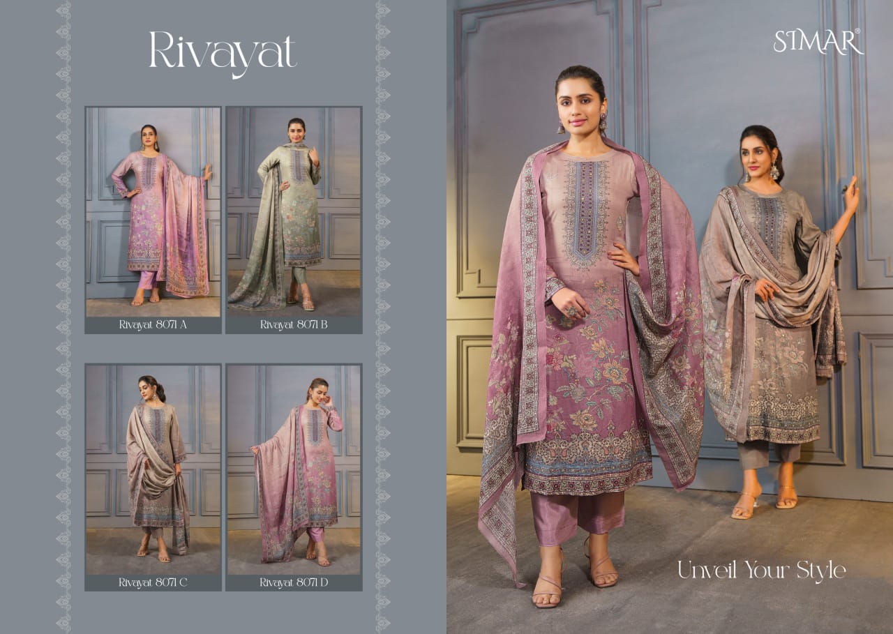 Rivayat 8071 Simar Viscose Pashmina Suits Exporter