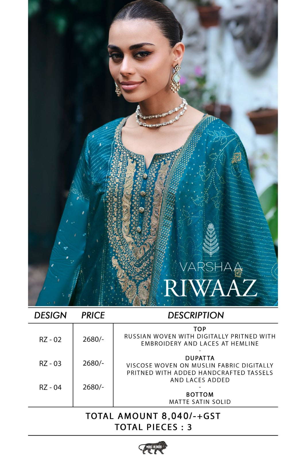 Riwaaz Varshaa Russian Woven Pant Style Suits Wholesaler Ahmedabad