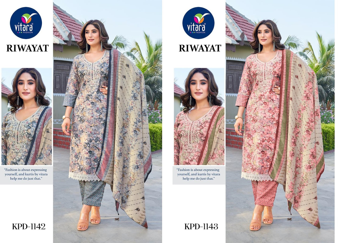 Riwayat Vitara Cotton Slub Readymade Pant Style Suits Manufacturer India
