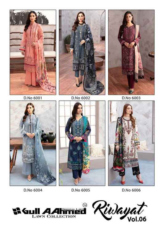 Riwayat Vol 6 Gul Ahmed Lawn Cotton Karachi Salwar Suits Wholesaler