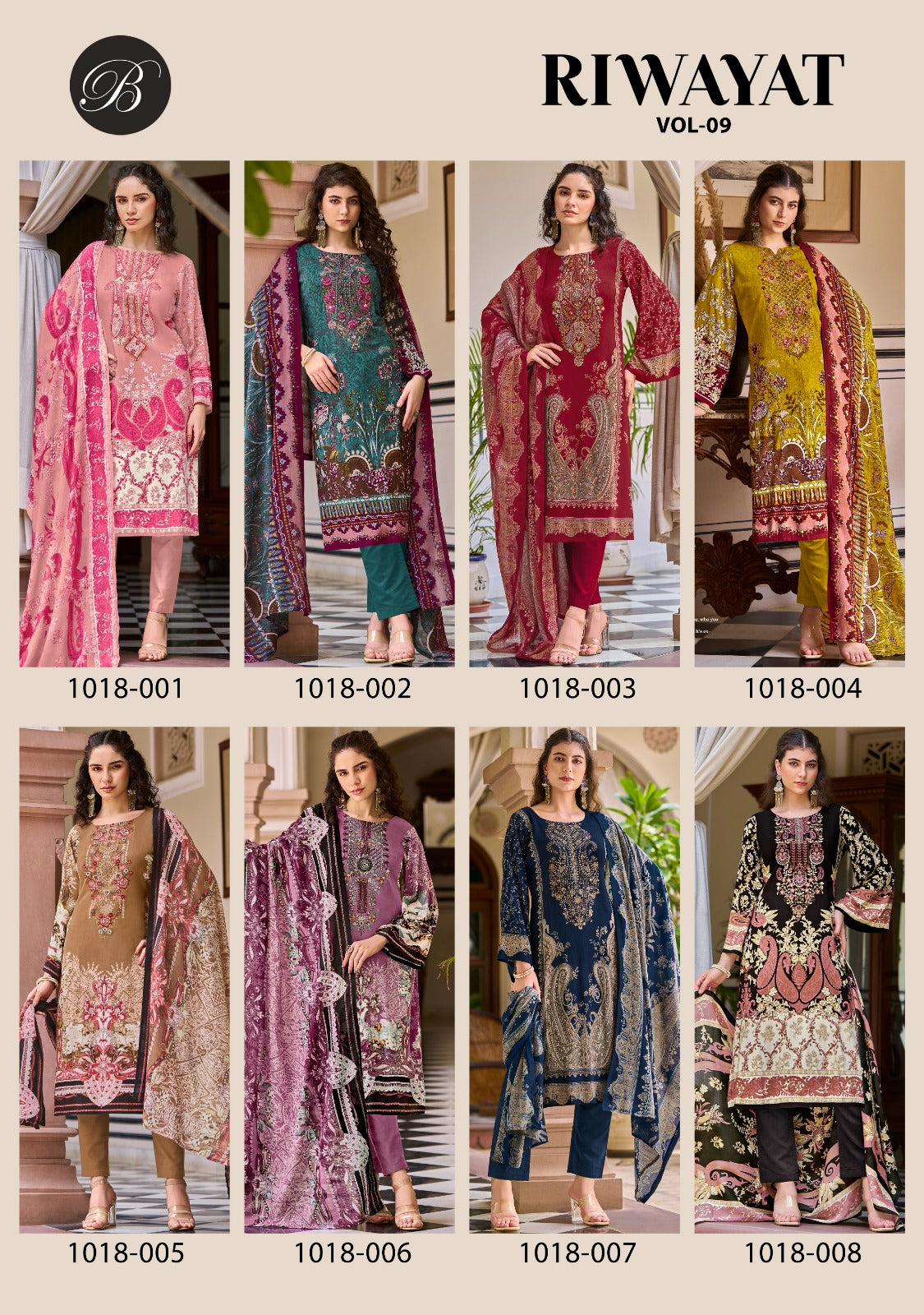 Riwayat Vol 9 Belliza Designer Studio Viscose Rayon Karachi Salwar Suits Exporter Ahmedabad