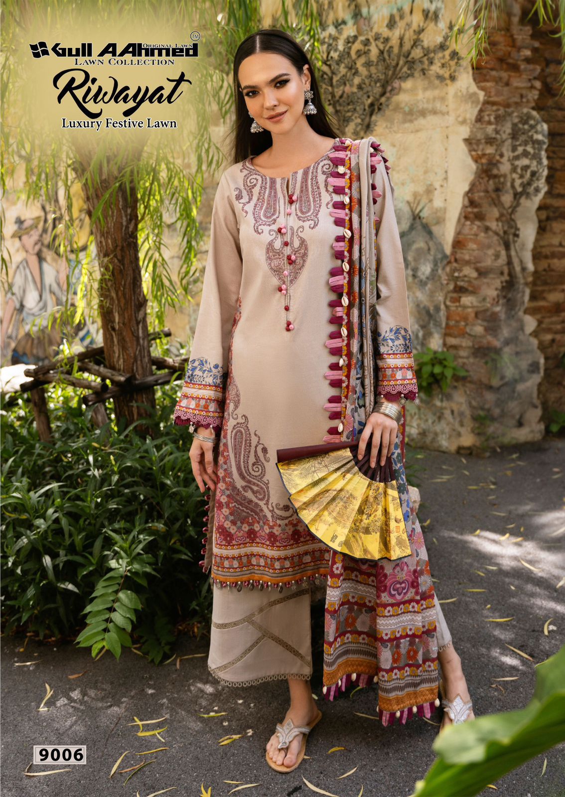 Riwayat Vol 9 Luxury Festive Lawn Gul Ahmed Karachi Salwar Suits Supplier
