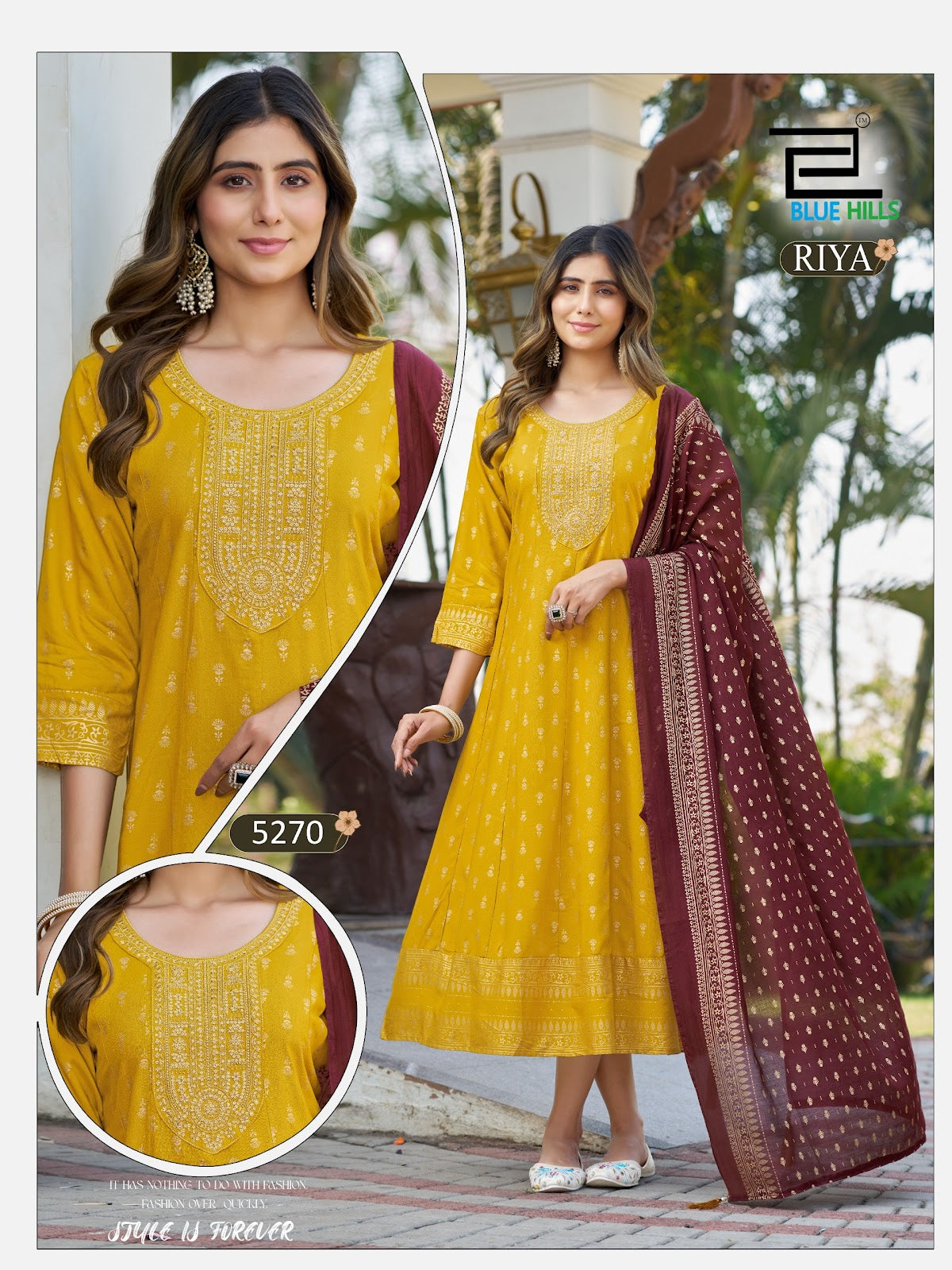 Riya Blue Hills Rayon 14Kg Kurti Dupatta Set Wholesale Rate