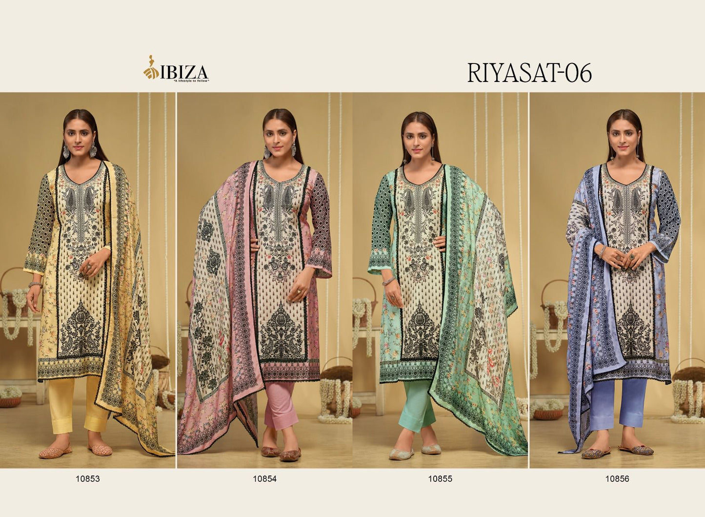 Riyasat Vol 6 Ibiza Bemberg Muslin Pant Style Suits Wholesale