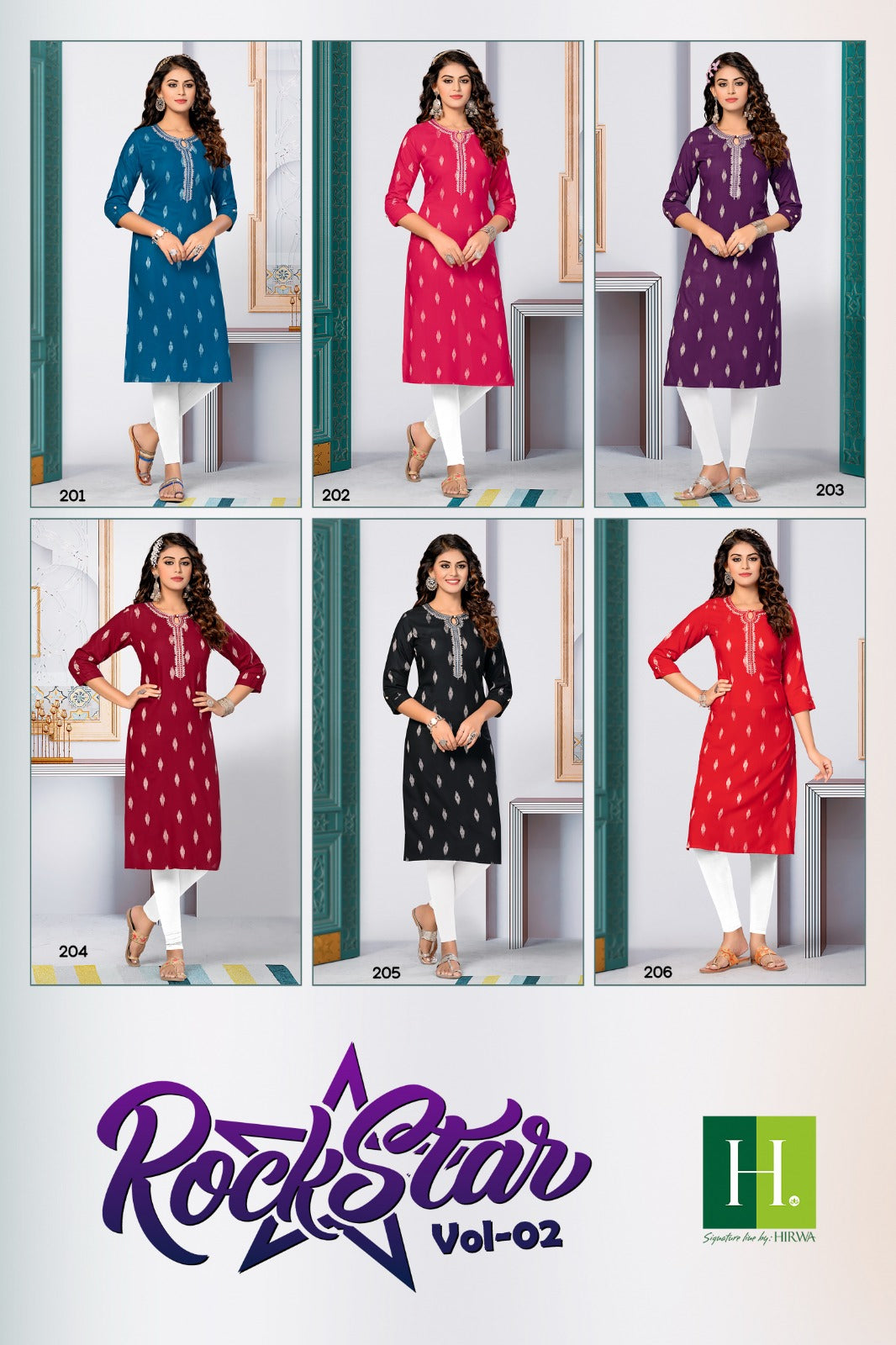 Rockstar Vol 2 H Dot Rayon Knee Length Kurtis