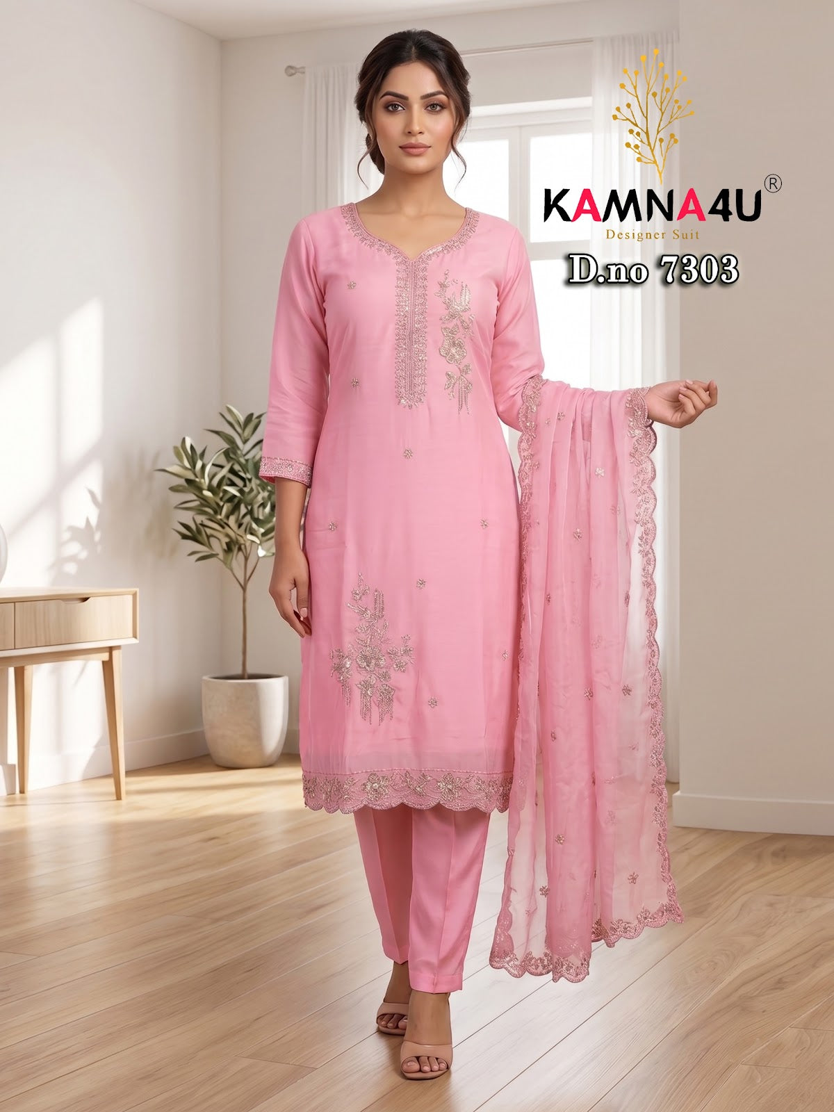 Roman 7300 Kamna4U Roman Readymade Pant Style Suits Wholesale