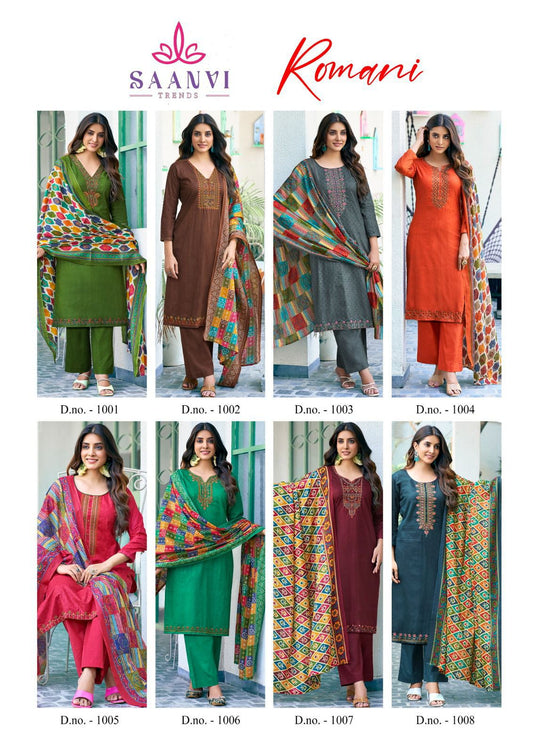 Romani Saanvi Heavy Cotton Pant Style Suits Exporter Ahmedabad