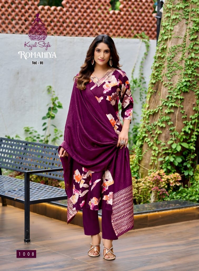 Romaniya Vol 1 Kajal Style Vertican Readymade Pant Style Suits Manufacturer