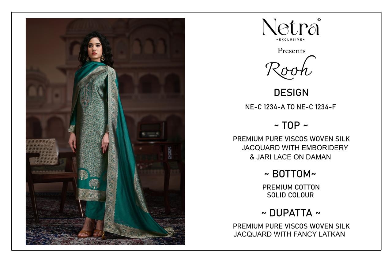 Rooh Netra Woven Silk Pant Style Suits Wholesaler Gujarat