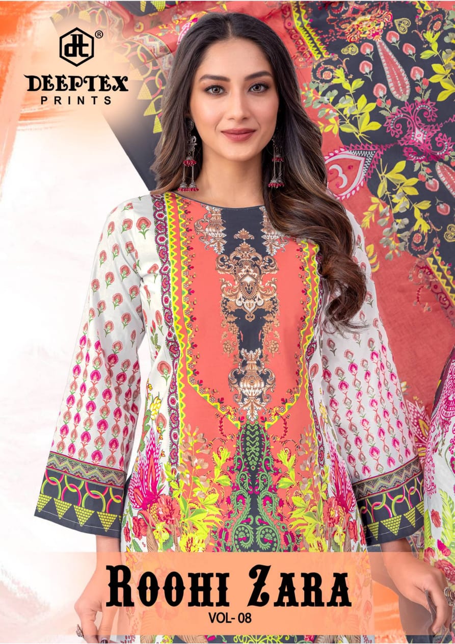 Roohi Zara Vol 8 Deeptex Prints Poplin Cotton Karachi Salwar Suits Manufacturer India