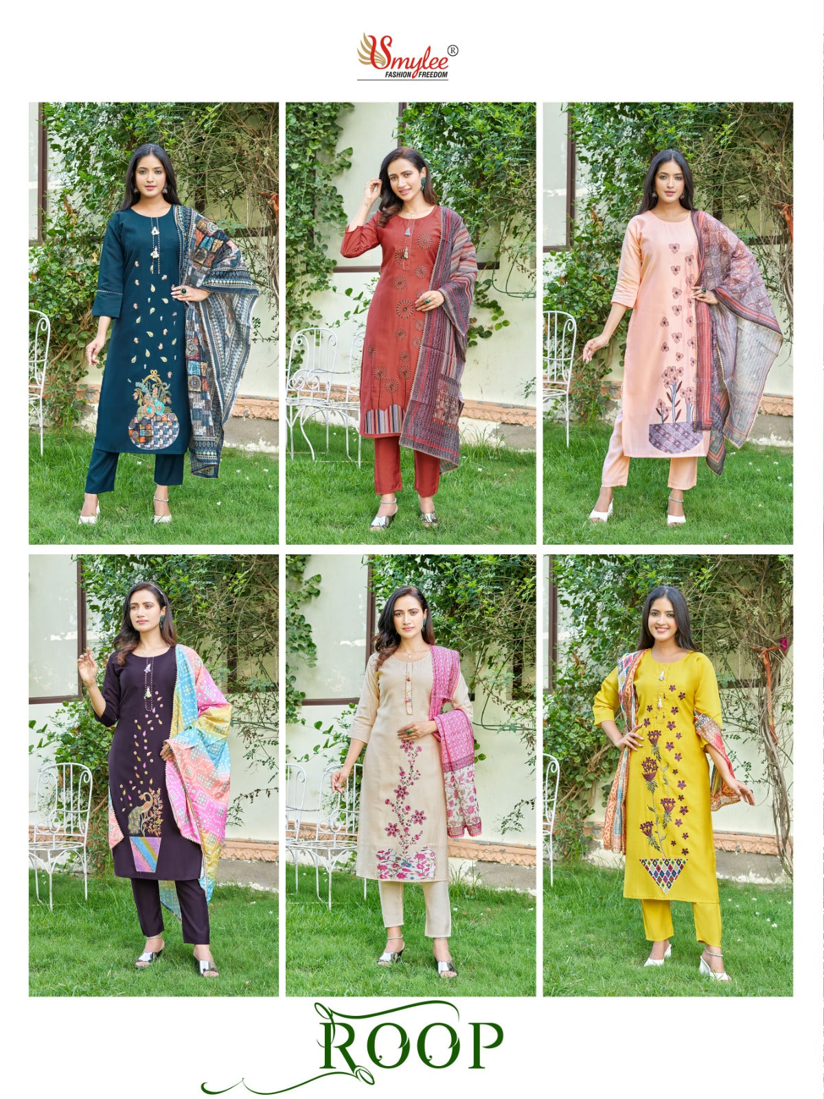 Roop Smylee Roman Silk Readymade Pant Style Suits