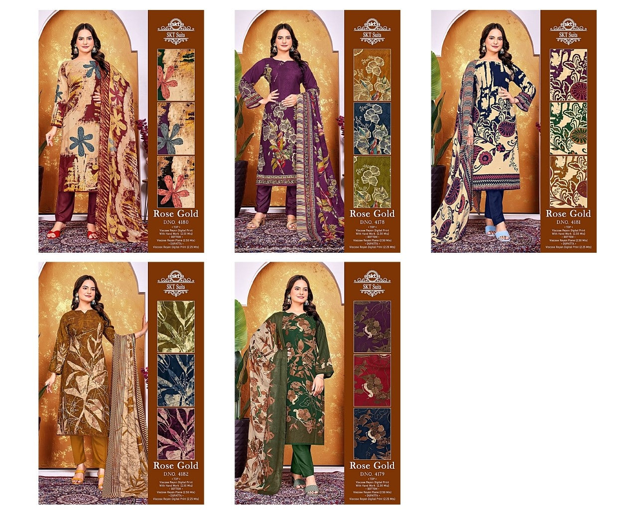 Rose Gold Skt Reyon Pant Style Suits Supplier India