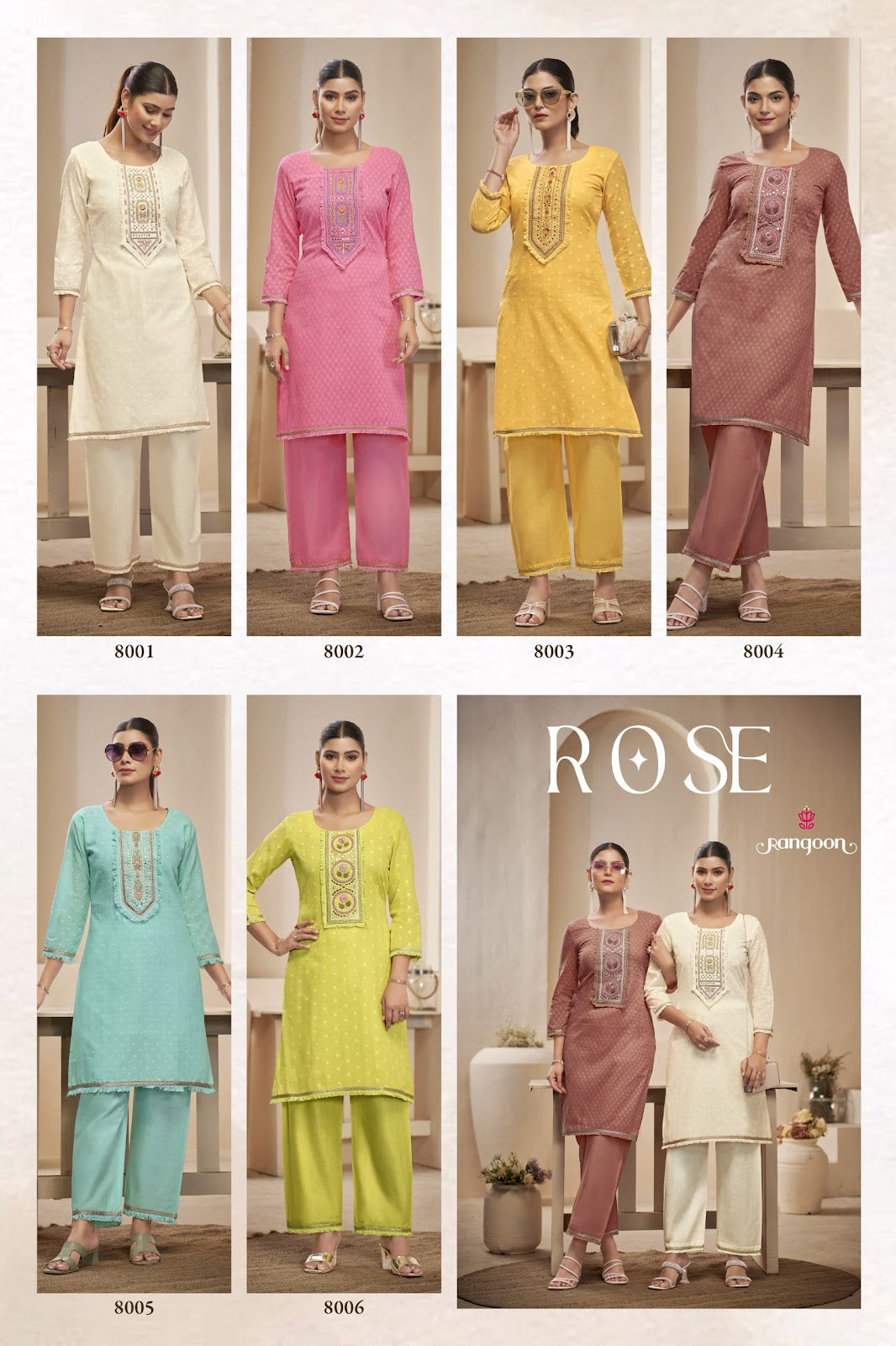 Rose Rangoon Cotton Co Ord Set Wholesale Price