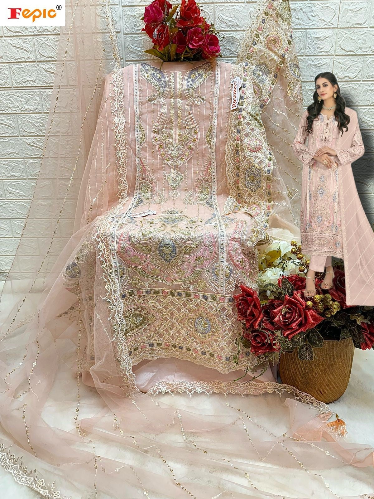 Rosemeen C 1351 Fepic Organza Pakistani Salwar Suits Wholesaler India