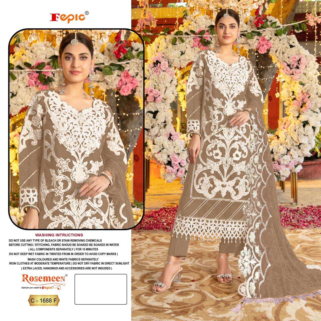 Rosemeen C 1688 Efg Fepic Organza Pakistani Salwar Suits Manufacturer India