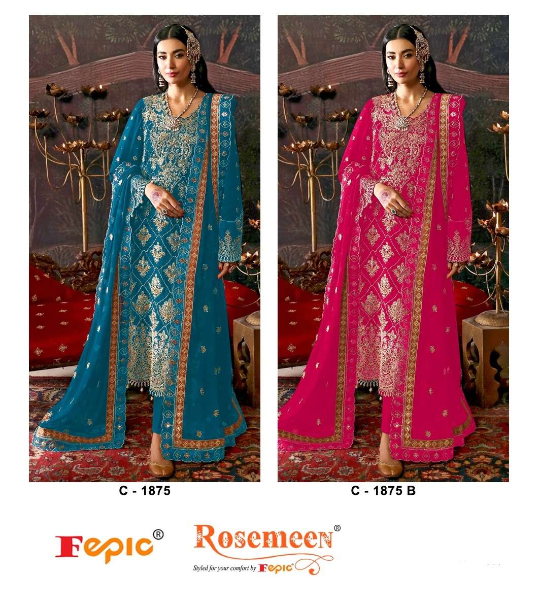 Rosemeen C 1875 Fepic Chinon Pakistani Salwar Suits Manufacturer