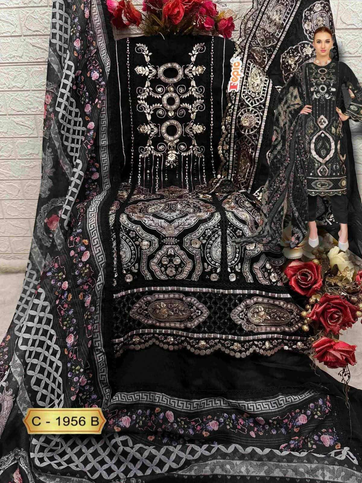 Rosemeen C 1956 Fepic Organza Pakistani Salwar Suits Exporter Gujarat