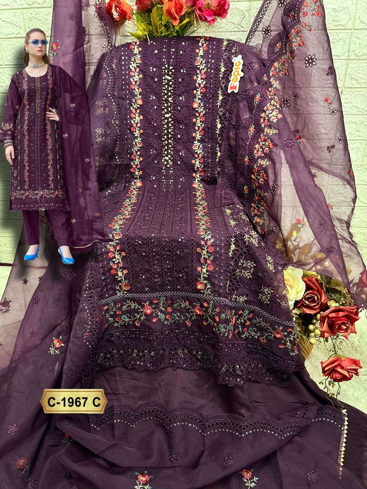 Rosemeen C 1967 Fepic Organza Pakistani Salwar Suits Supplier Gujarat