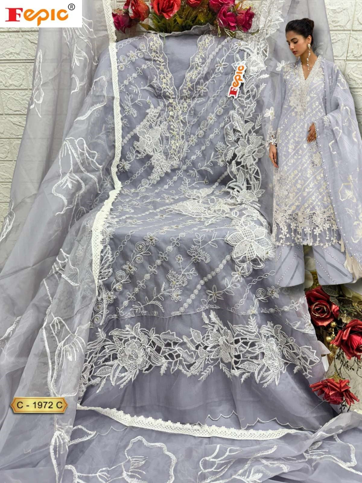 Rosemeen C 1972 Fepic Organza Pakistani Salwar Suits Wholesaler