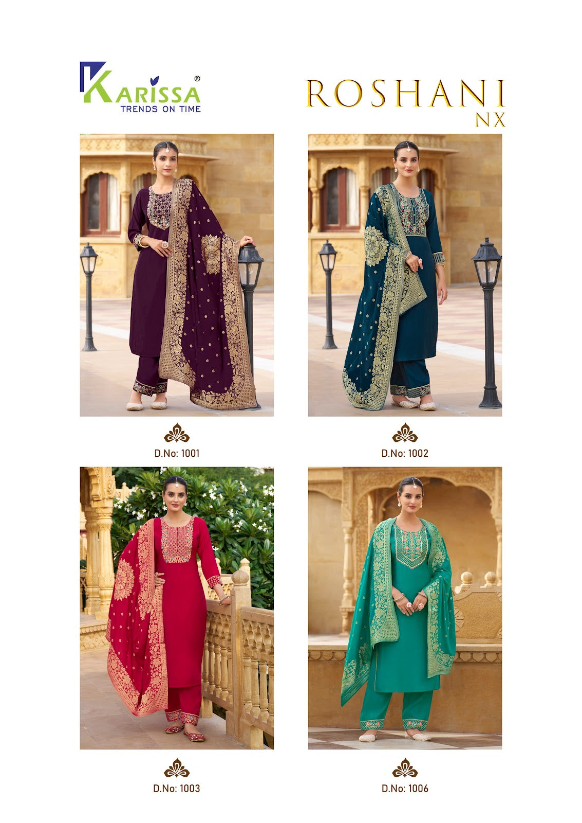 Roshani Nx Karissa Roman Silk Readymade Pant Style Suits Wholesale Price