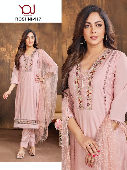 Roshni 117 You Roman Silk Readymade Pant Style Suits
