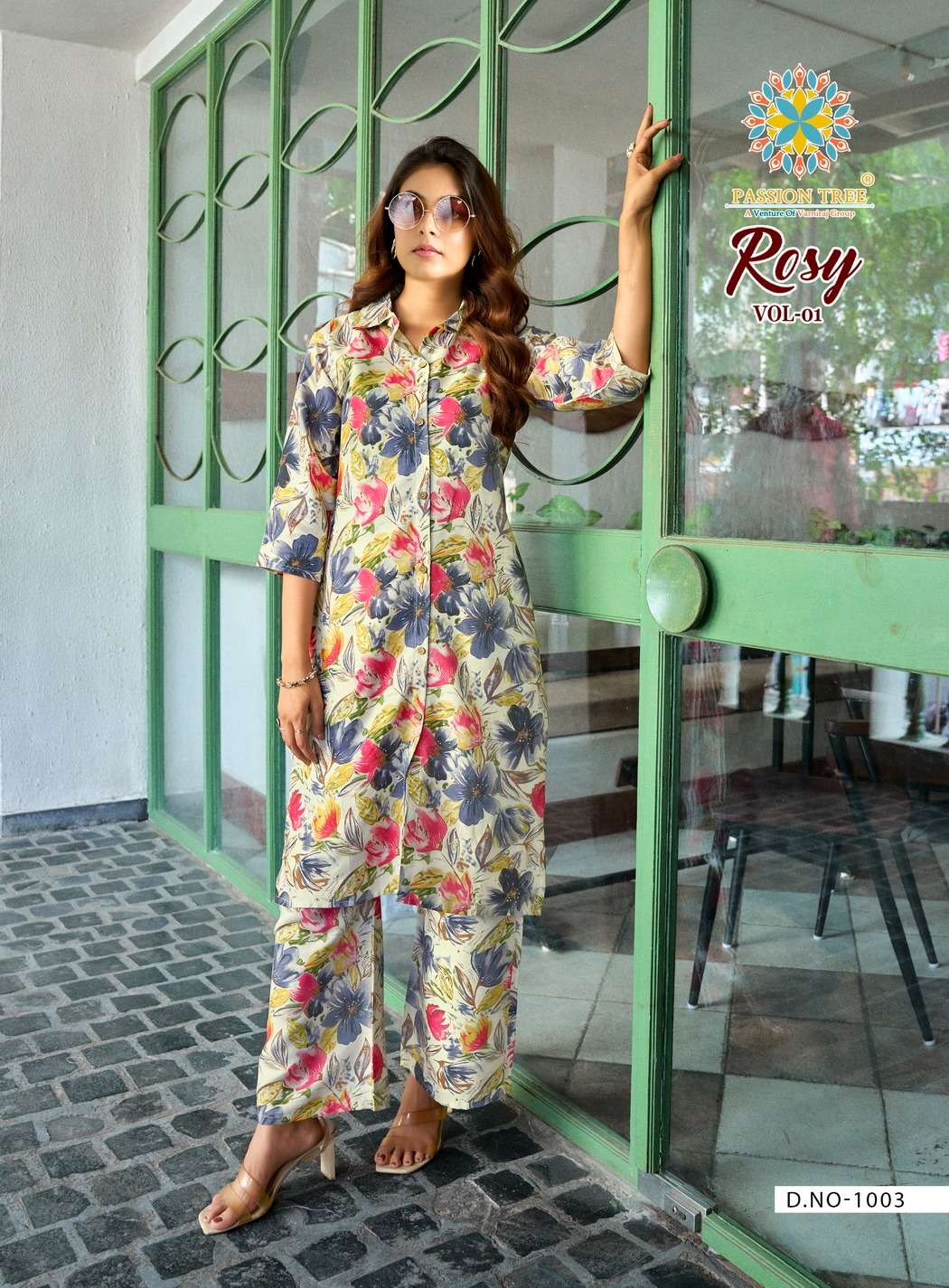 Rosy Vol 1 Passion Tree Reyon Kurti Plazzo Set Wholesaler Gujarat