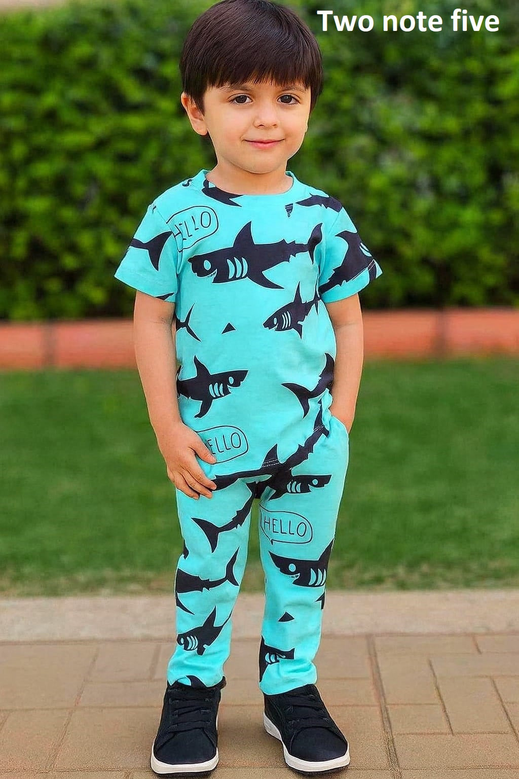 Round Neck 08 Two Note Five Cotton Blend Boys Co Ord Set Supplier India