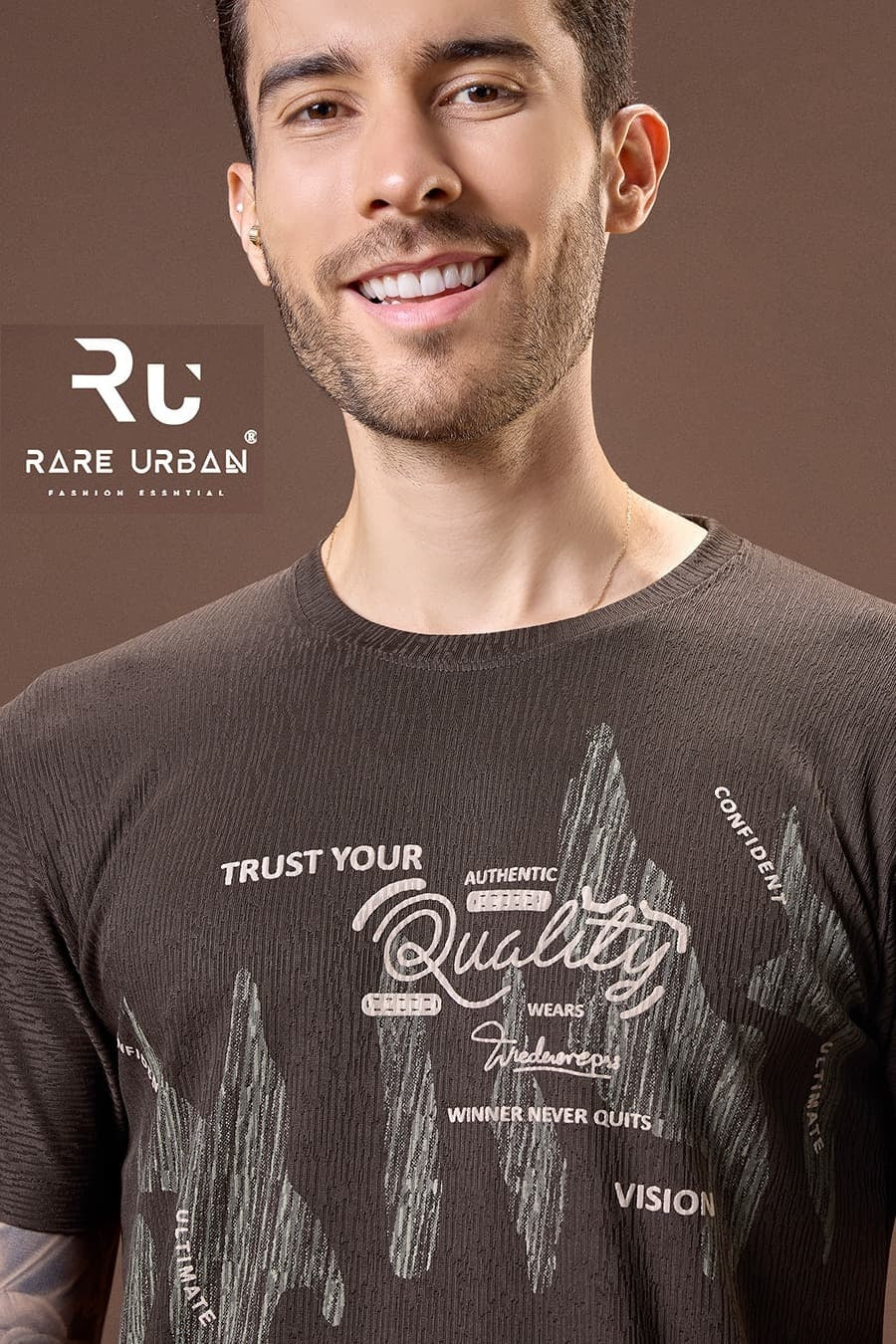 Round Neck 5926 Rare Urban Jacquard Knit Mens Tshirts Manufacturer India