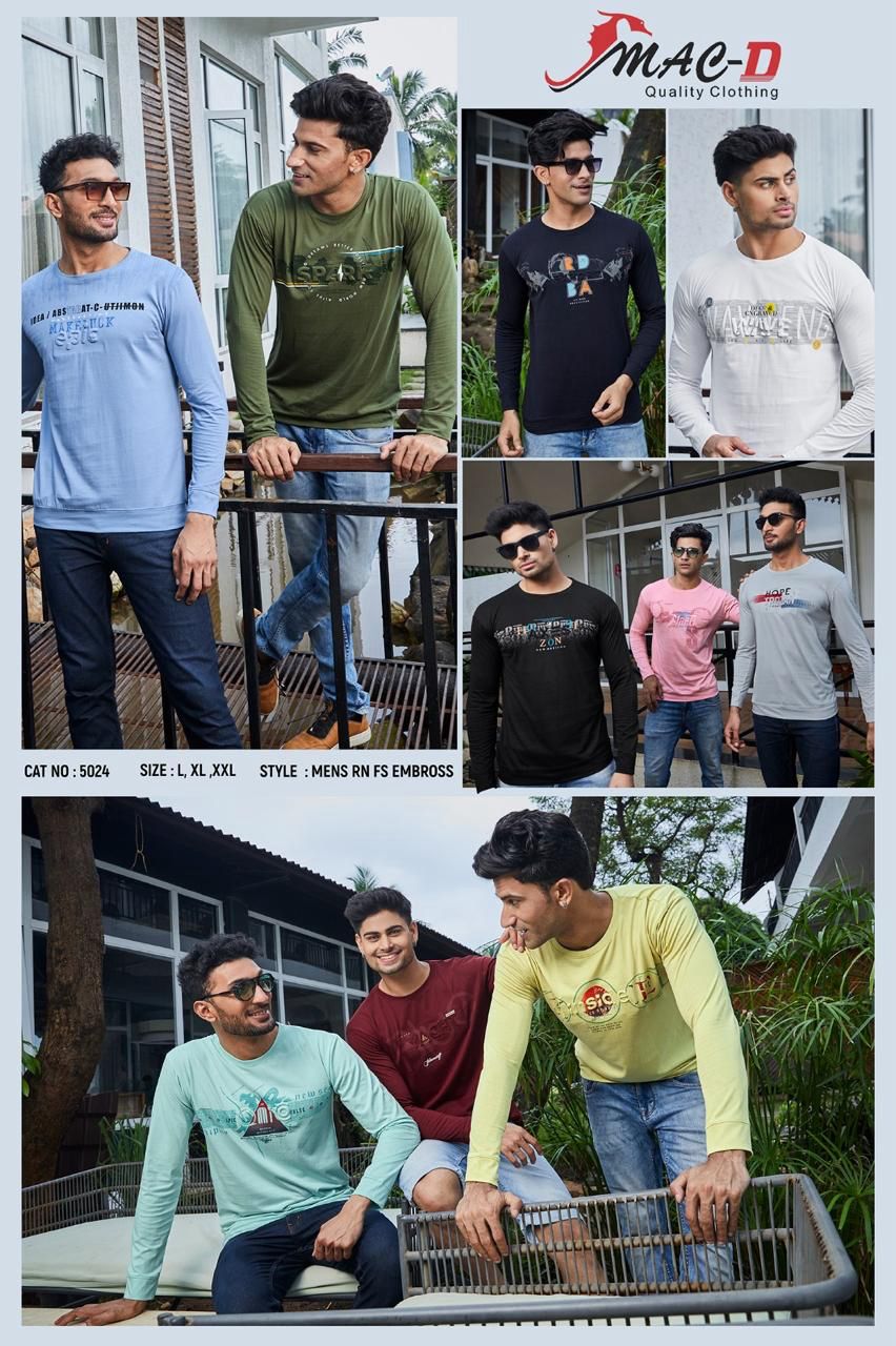Round Neck Cat No 5024 Mac D Cotton Mens Tshirts Manufacturer India