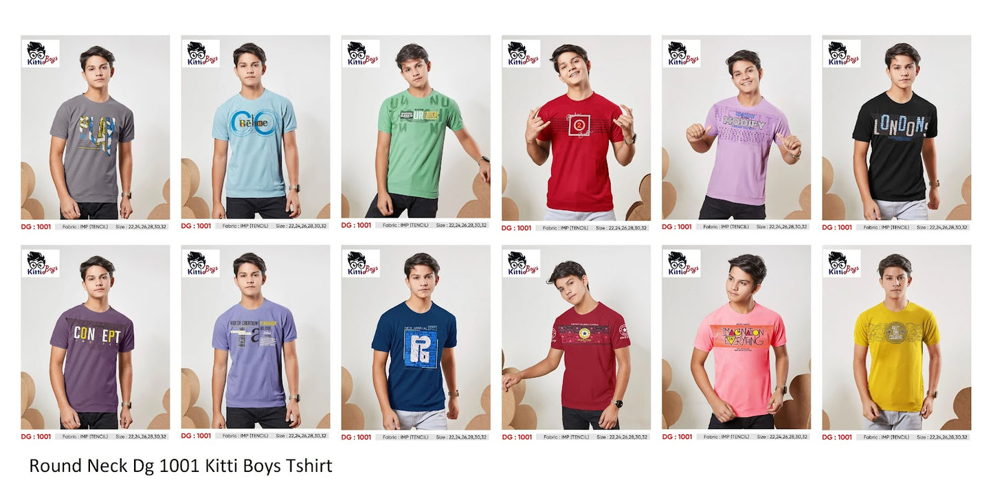 Round Neck Dg 1001 Kitti Tencil Lycra Boys Tshirt Supplier Gujarat