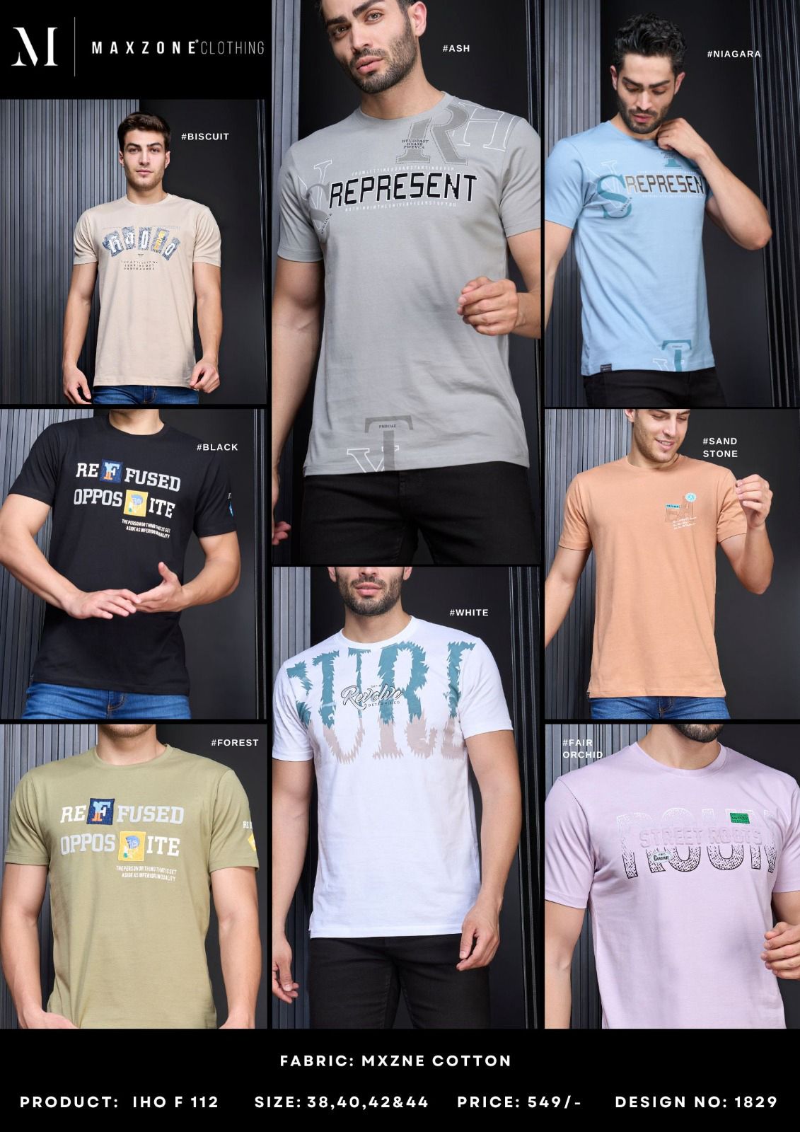 Round Neck Iho F 112 Maxzone Clothing Cotton Mens Tshirts Exporter India