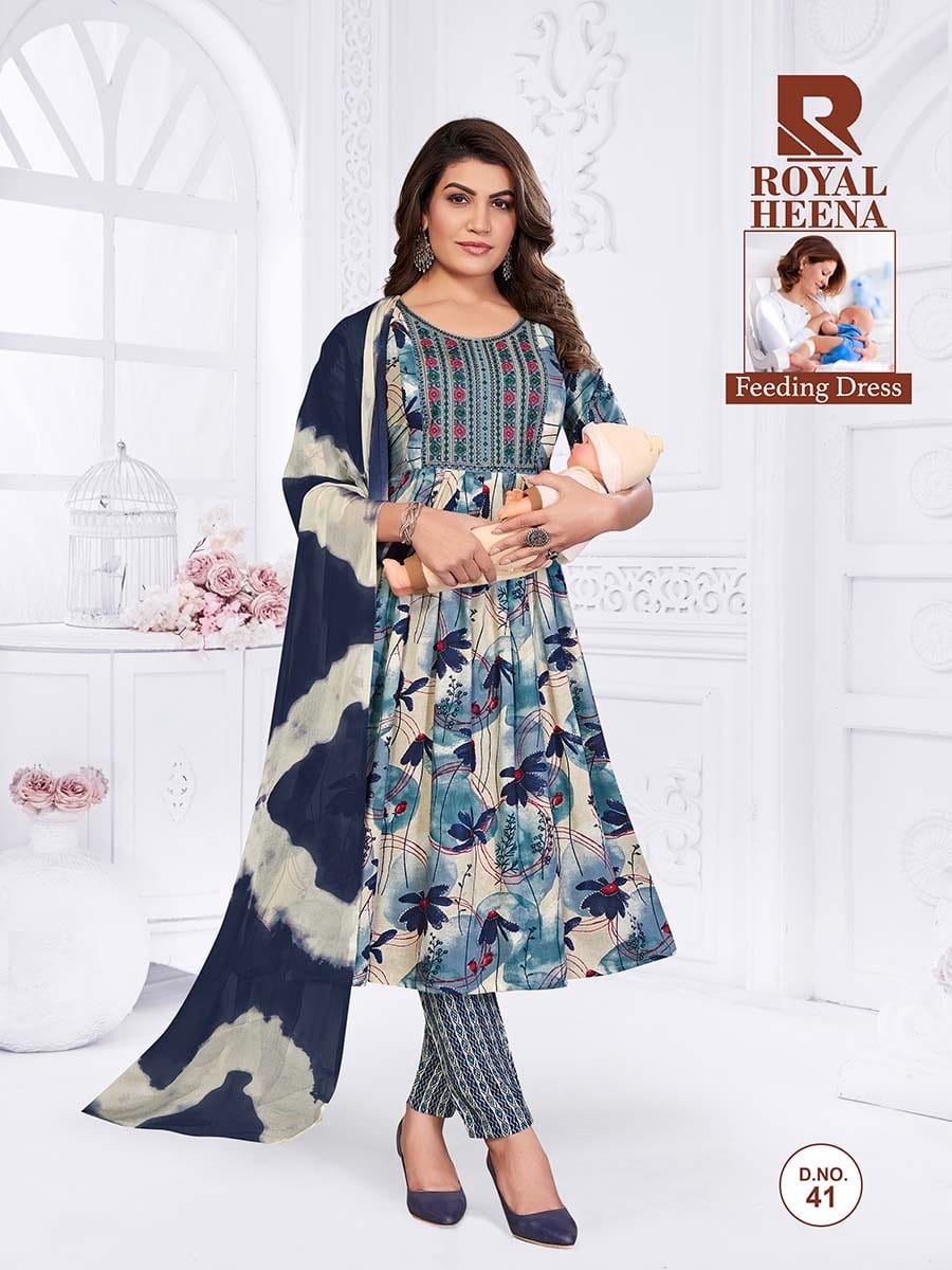 Royal Heena Raashi Rayon Feeding Readymade Suit Wholesaler Gujarat